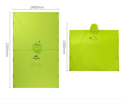 שיכמיה מעיל פונצו נגד גשם3:1 Poncho, Triple Canopy NATUREHIKE 