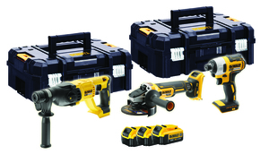 סט אימפקט פטישון ומשחזת DEWALT 18V 5AH 