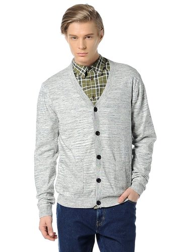 סריג לי גברים -Lee CARDIGAN KNIT GREY 