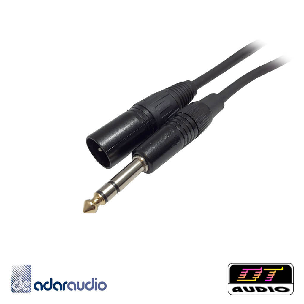 כבל מקצועי - PL 6.35 זכר סטריאו ל-XLR זכר - 2 מטר - DT-Audio