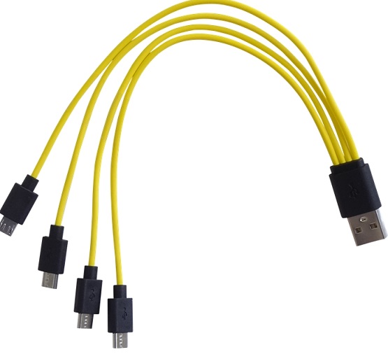 כבל מפצל USB - MICRO USB זכר מפצל ל4 מיקרו USB
