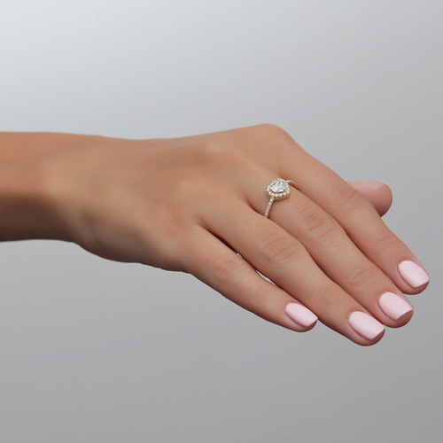 טבעת אירוסין יהלומים בעיצוב לב 0.82ct מזהב 14K