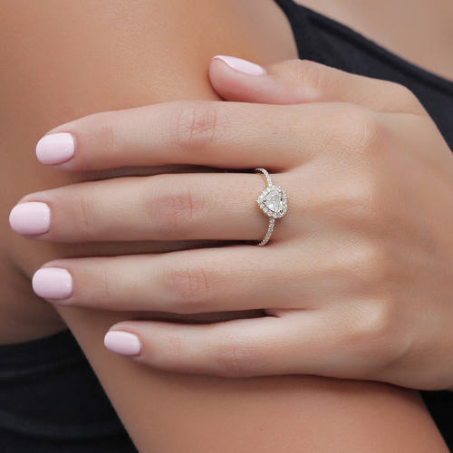 טבעת אירוסין יהלומים בעיצוב לב 0.82ct מזהב 14K