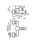 סוללה לאמבטיה צינור ומזלף דגם סודלייט ניקל - ZV0422CH סניטק