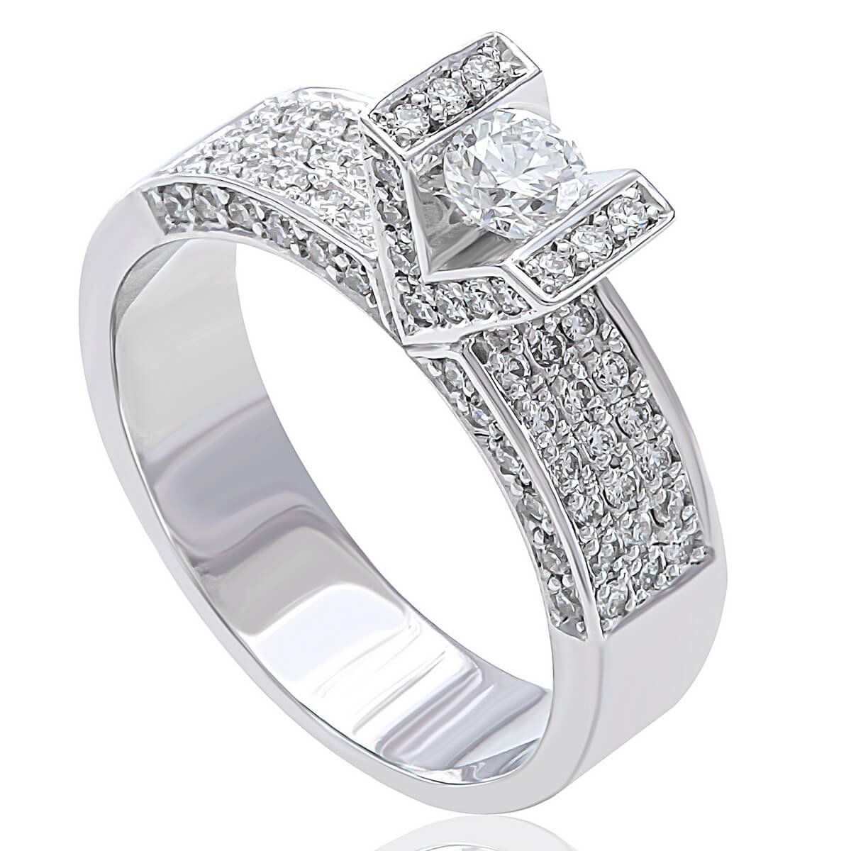 טבעת יהלומים אירוסין 0.81ct מזהב 14K