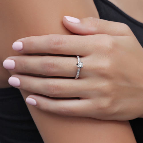 טבעת אירוסין יהלומים 0.52ct מזהב 14K