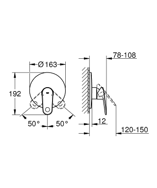 כיסוי חיצוני 3 דרך 19537002 יורופלוס EUROPLUS כרום GROHE