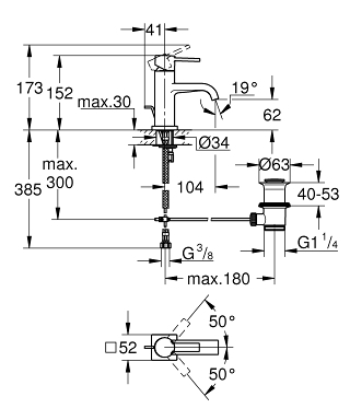 ברז 32757000 אלור ALLURE כרום GROHE