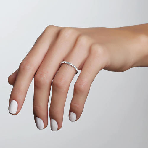 טבעת יהלומים חצי נישואים 0.50ct מזהב 14K