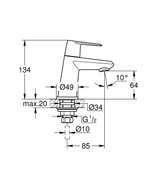 ברז 23051002 יורודיסק קוסמופוליטן EURODISC COSMOPOLITAN כרום GROHE