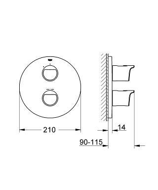 כיסוי חיצוני תרמוסטטי 3 דרך 19354001 GROHTHERM 2000 כרום GROHE