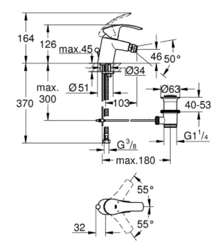 ברז לבידה 32929003 יורוסמרט EUROSMART כרום GROHE