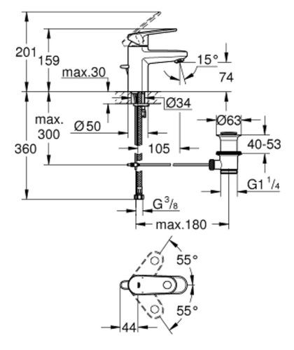 ברז 32612002 יורופלוס EUROPLUS כרום GROHE