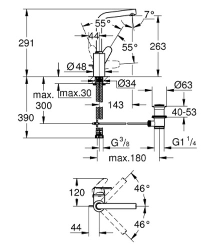 ברז 23054003 יורודיסק קוסמופוליטן EURODISC COSMOPOLITAN כרום GROHE