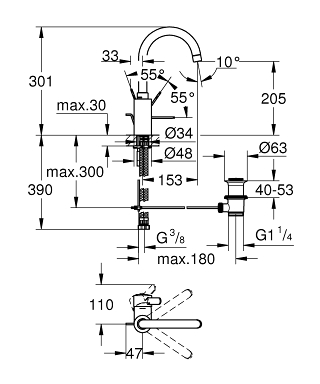 ברז 32830000 יורוקוסמו EUROCOSMO כרום GROHE