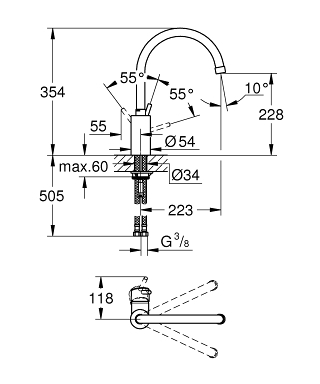 ברז מטבח 32661001 קונצ'טו CONCETTO כרום GROHE
