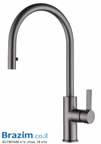 ברז מטבח נשלף דגם מייבל 50291 מבית שוני בגימור שחור מט ובעיצוב עדין ומעוגל.