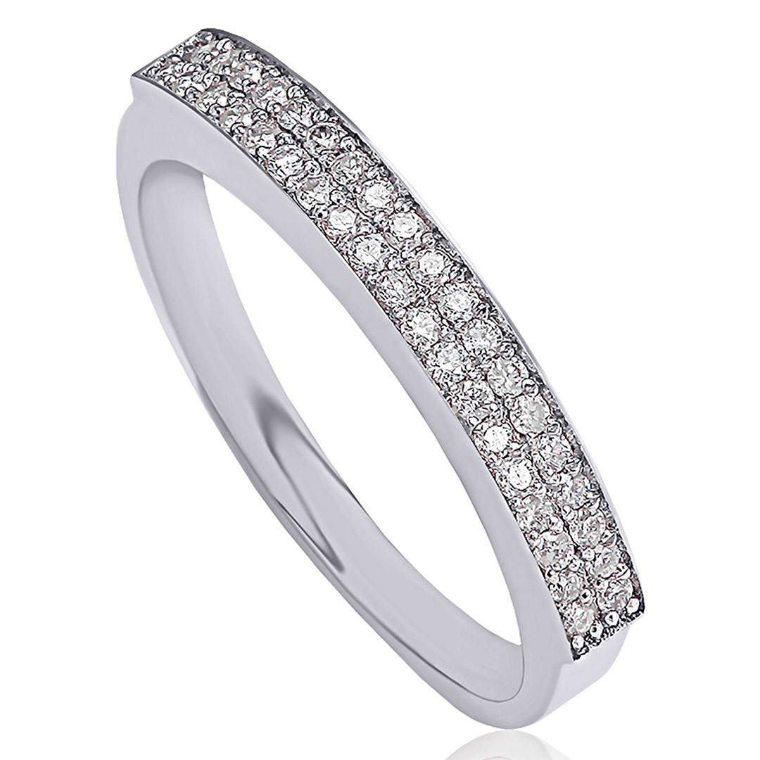 טבעת יהלומים חצי נישואים 0.24ct מזהב 14K