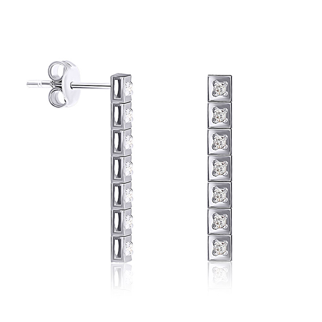 עגילי פס יהלומים מזהב 14K