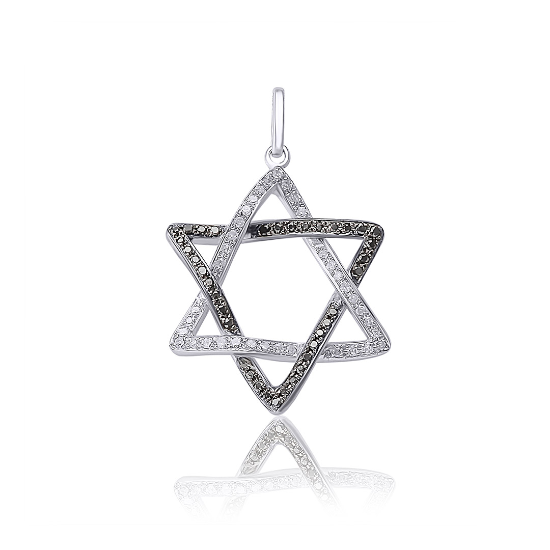 שרשרת ותליון מגן דוד יהלומים מזהב 14k