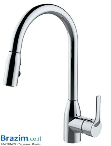 ברז מטבח נשלף דגם גרין 44017 מבית שוני עם שני מצבי זרימה ועיצוב אלגנטי בגימור כרום.