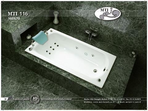 אמבטיה אקרילית מלבנית 160X70 MTI 116 סמ