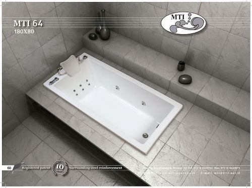 אמבטיה אקרילית מלבנית 180X80 MTI 64 סמ