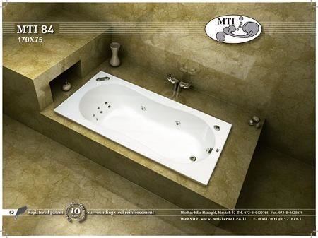 אמבטיה אקרילית מלבנית MTI 84 170X75