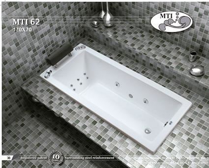 אמבטיה אקרילית מלבנית דגם MTI 62 מידה 170X70 סמ