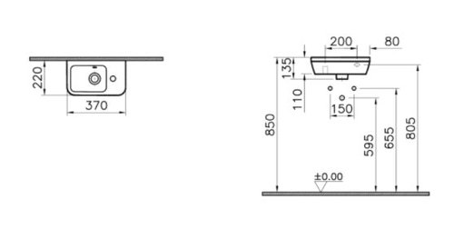 כיור רחצה תלוי ויטרה-VITRA דגם 7191L003-0029