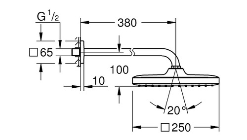 GROHE ראש מקלחת מרובע כולל זרוע דגם 26687000