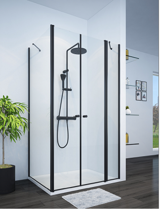 מקלחון פינתי מקלחון שחור דגם LORA 3B BLACK מידה 65 עד 160