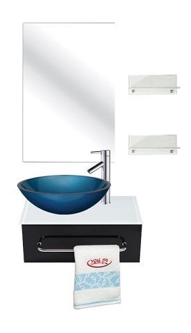 סט משטח עם מתלה מגבת וזכוכית לבנה 45X30
