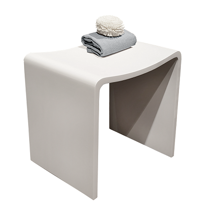 ספסל קוריאן לאמבטיה מדגם סטול מקומר לבן