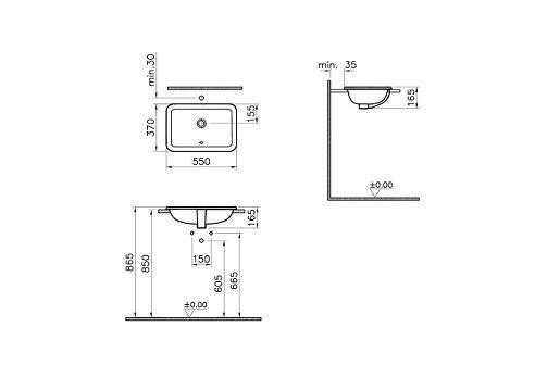 כיור רחצה עליון VITRA סדרת S20 דגם 5475B003-0642