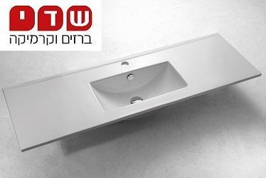 כיור משטח לארון אמבטיה 120X39 לבן