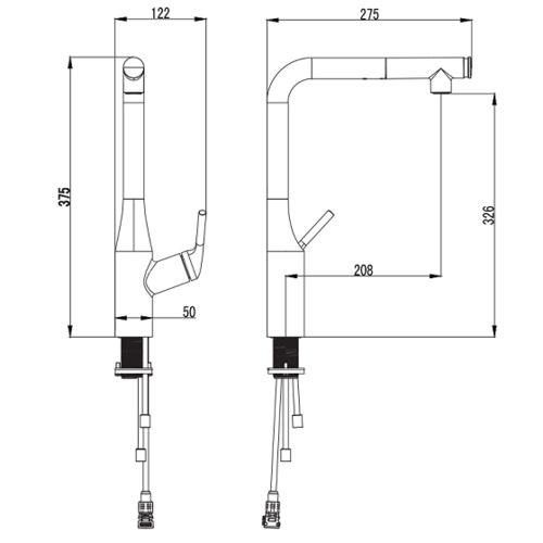 ברז מטבח נישלף צבע כרום 51848 סדרת אלון מדגל 