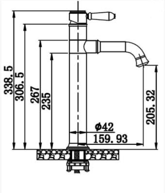 SEBACH ברז לכיור מונח ידית חרס דגם 705820