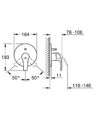 GROHE אינטרפוץ 4 דרך סדרת יורוסמארט קומפלט דגם 33305003=יבואן רישמי