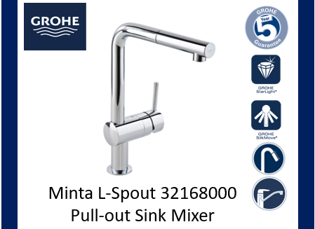 ברז מטבח נשלף GROHE סדרת מינטה דגם 32168000