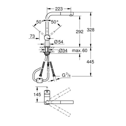 ברז מטבח נשלף GROHE סדרת מינטה דגם 32168000