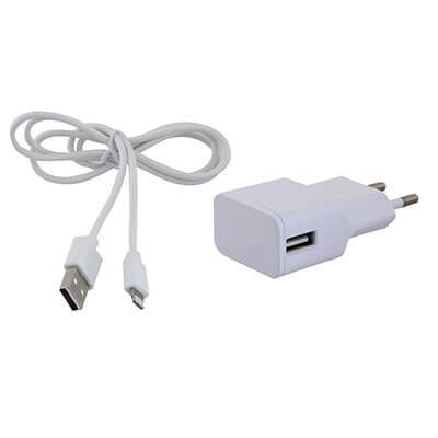 מטען קיר USB 2A+כבל IPHONE לבן