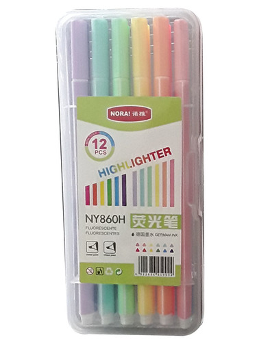 מארז 12 טושים מדגישים זוהרים ופסטליים
