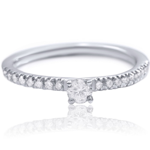 טבעת אירוסין יהלומים 0.38ct מזהב 14K