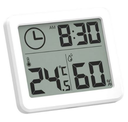 מד חום מד טמפרטורה + מד לחות + שעון דגם TEMP1