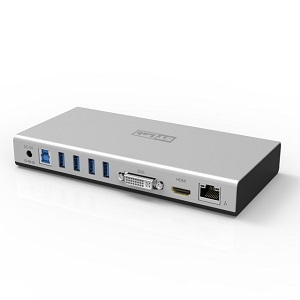 תחנת עגינה   ST-Labs USB3.0 Hub+HDMI+DVI+Giga LAN Docking Station