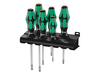סט 6 מברגים Kraftform Plus 334/6 עם קצה לייזר כולל מתקן תלייה מקט 05105650001 WERA 