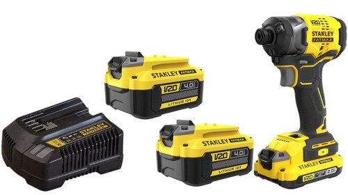 מברגת אימפקט 20 וולט 3 מהיריות  NM 190 BRUSHLESS  SFMCF810 סוללות 4 אמפר +  מזוודה STANEY