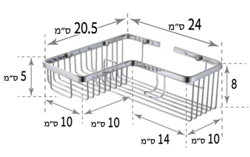 רשת רויאל פינתית עם קולב למקלחת ניקל מבריק 