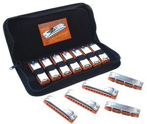סט של 7 מפוחיות בלוז SEYDEL SESSION STEEL בסולמות שונים+נרתיק מרופד ל 14 מפוחיות